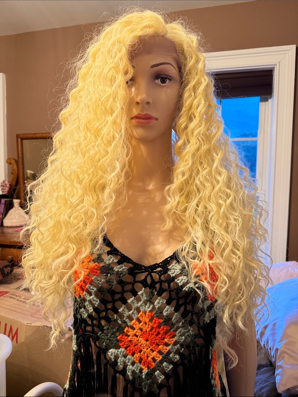 Urban Beauty lace front long curly blonde wig